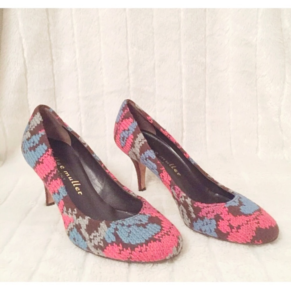 🎨 Artisan Italian Wool Tapestry Pumps – Rare Bettye Muller – EU 37